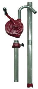 13014 Steel Lever Pump, delivery approx. 10 oz. per stroke. Chrome plated 9 1/2 steel barrel with die cast zinc pump head Metal telescoping suction tube for drums up to 55 gallons.