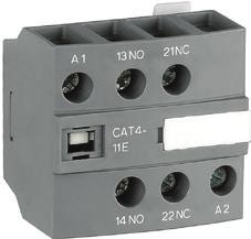 AF09... AF80 4 pole contactors Main accessories CA4-10 CA4-22E VEM4 CAT4-11E CAL4-11 Front-mounted instantaneous auxiliary contact blocks For contactors AF09... AF80-40-00 AF09.