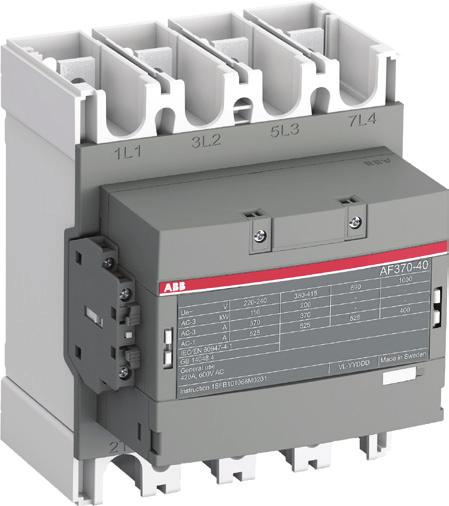 ..AF370 up to 1000V AC these contactors are of the block type design with 4 main poles. control circuit: AC or DC operated with electronic coil interface accepting a wide control voltage range (e.g. 100...250 V AC and DC), only 4 coils to cover control voltages between 24.