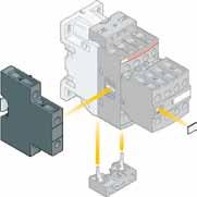 Protective cover Top or bottom mounted coil terminal block CA4, CC4 1-pole auxiliary contact block 2-stack control relay BX4 Protective