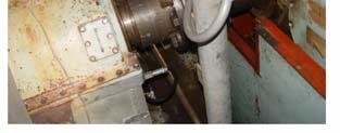 turbine inlet end at the left support foot (viewed turbine to generator). Photos 1 and 2 below show the transducer arrangements. Photo 3 shows the alignment equipment setup.