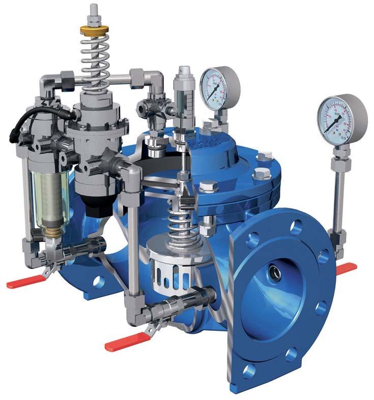 VAG PICO -H Pressure Sustaining Valve / Discharge Valve Speed adjustment Pressure sustaining pilot valve Integrated ventilation Stainless steel control circuit Position indicator Separate connected