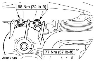 18. Install the engine mount upper bracket, the nuts