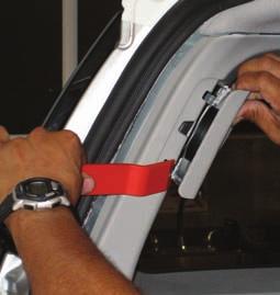 If trying to save the rear door glass, use an Equalizer with an 8-inch round-tip serrated blade, making sure the unsharpened side faces the glass. 22.