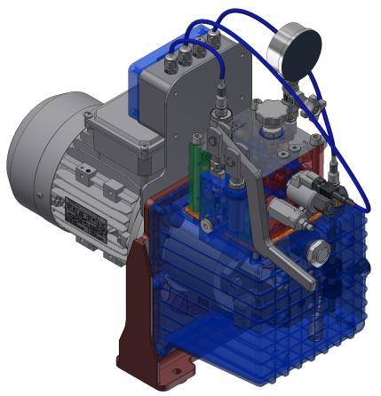 Manifold cartridge valves. Pressure switch Solenoid coil Reservoir standard accessories include: 4 liters reservoir.