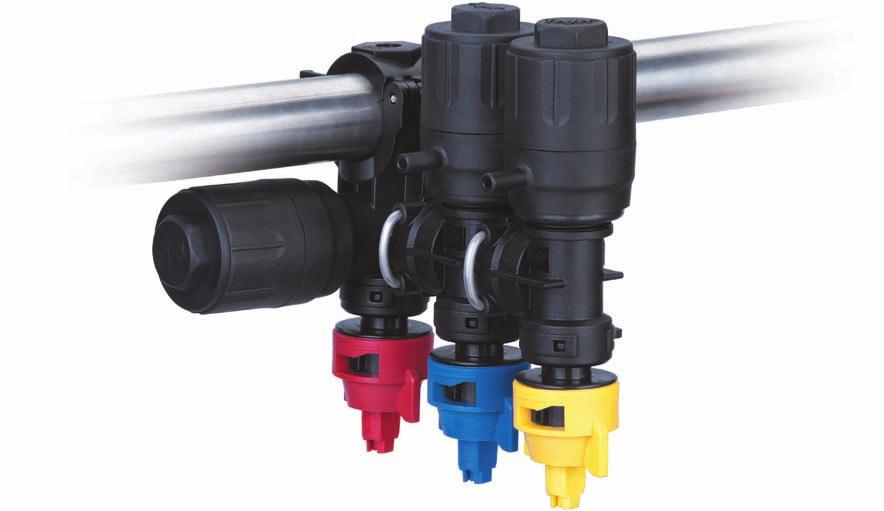 Multiple outlet, stackable nozzle body is ideal for mounted, trailed and self-propelled sprayers.