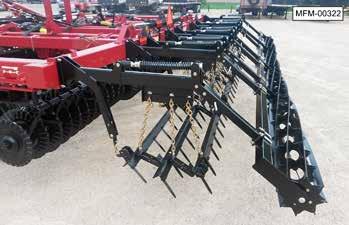 In situations that do not require the extra leveling of the harrow section, such as heavy fall residue, the sections can be removed or raised above the ground level.