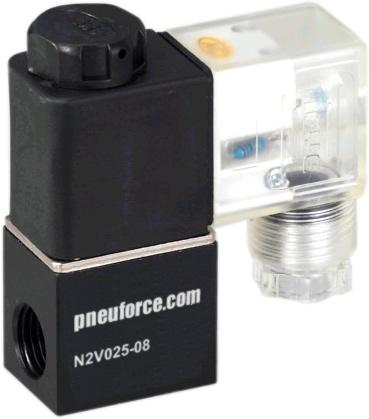 The N3V1 valves series is a ported valve but is able to be joined directly to a corresponding unit which shares a common supply port at either end of the valve assembly block.