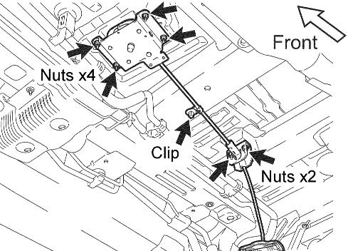 VI. WORK PROCEDURE (CABLE CONDITIONS WITH LESS THAN 8 OF RUST) A. REMOVE SPARE TIRE CARRIER 1. REMOVE THE SPARE TIRE CARRIER (1998-2003) a) Remove the 6 nuts and spare tire carrier. 2.