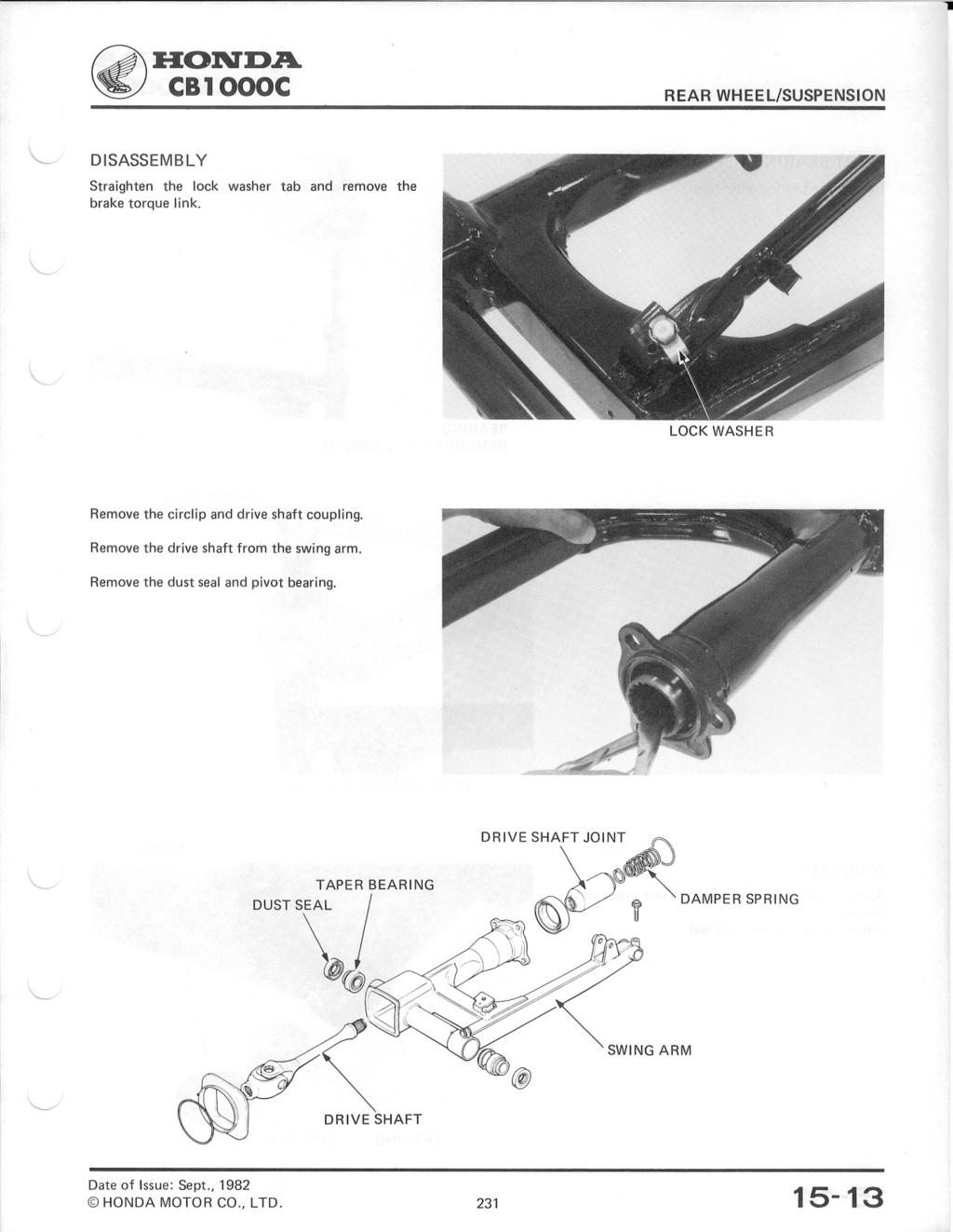 ~ :H:OlVD.A. CB1000C ~ DISASSEMBLY Straighten the lock washer tab and remove the brake torque link.