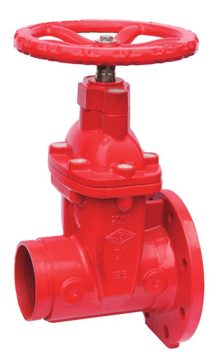 BS 516 Grooved Resilient NRS Gate Valve (Z85X), /16, BS 516 Flanged x Grooved Resilient NRS Gate Valve (Z55X), /16, 1 Valve Body EN-GJS-450-1 Valve Body EN-GJS-450-2 Resilient Wedge Disc