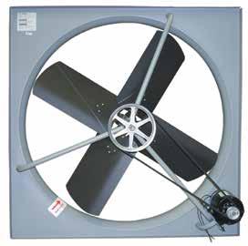 Commercial Exhaust Fans & Shutters 22 Belt-Drive Exhaust Fan 120V, 1 phase or 230 / 460V, 3-Phase, ball bearing, permanently lubricated, drip proof motor Permanently lubricated bearings on blade
