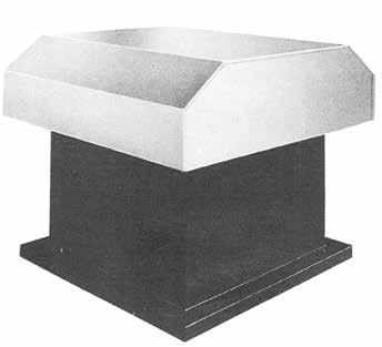CLOSED Belt Drive Hooded Roof Ventilators Used for exhaust or intake Heavy industrial steel base with aluminum hood Steel blades Bird screen included No back draft protection in standard construction.