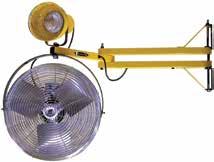 Modular Fan 18" high velocity circulator, with 3 speed, 1/8 HP, 115V, 1-Phase permanently lubricated, totally enclosed, PSC motor Modular fan plugs into electrical outlet on arm Coated steel guards /