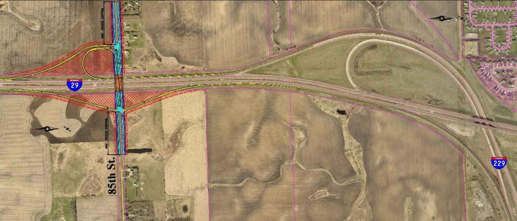 ramp and the Exit 73 off ramp as well. For these reasons, this alternative was not considered feasible and it was dismissed. Figure 17 Dismissed Alternative Folded Diamond Interchange 5.4.