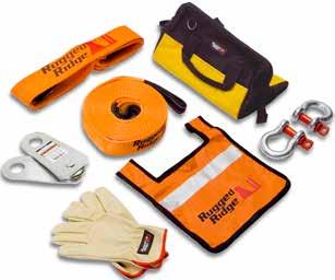11 RECOVERY GEAR KITS The Rugged Ridge Recovery Gear Kit includes everything you need to help your buddy next time he gets stuck in the mud.