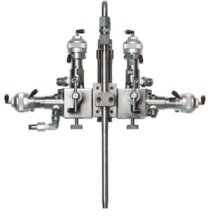 Fluid Manifold 50 cc Integrator 10 cc Integrator Dynamic Dosing 4 1 1 5 2 3 3 2 1 2 Dispense Remove high speed cartridge style valves without disconnecting fluid lines for easier serviceability.
