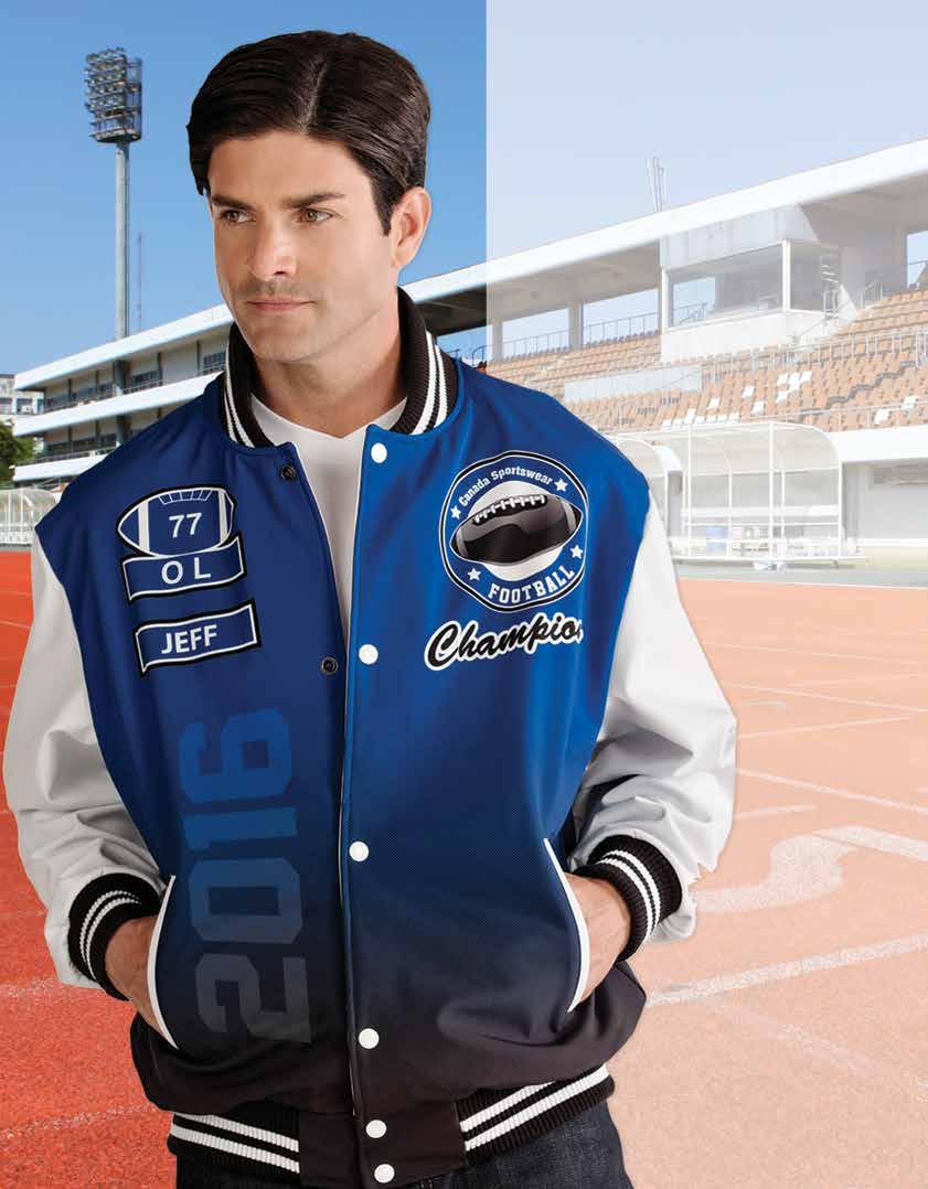 Custom Sublimated Varsity Jacket Program 5 standard colour combinations to choose from standard colours applies to sublimated front and back body