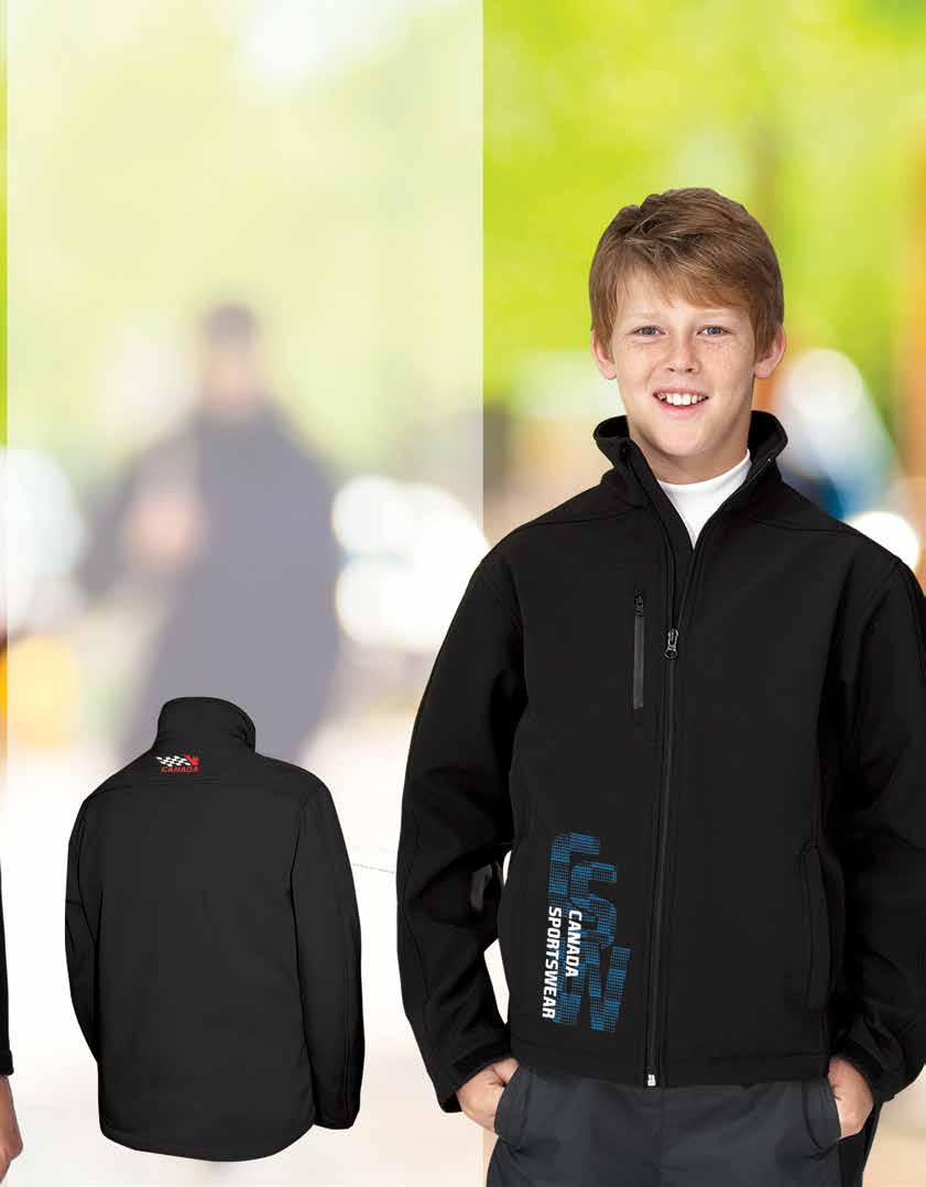 Navigator Lightweight Soft Shell Jacket Polyester / spandex 3-layer bonded fleece softshell. ctive stretch, breathable, wind and water resistant properties. djustable taab closure on cuffs.