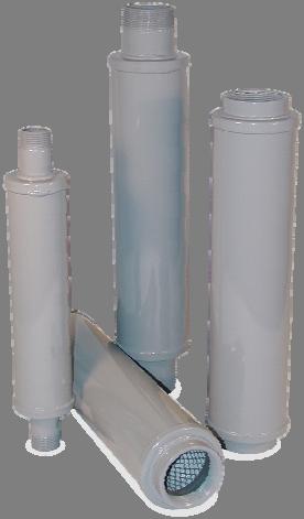 Side Channel lower Silencers SLCR/SLCRT Series 1/2-4 C A Layered sound absorbent media Designed for minimal pressure drop; baffles, internal tubes, and other restric ve devices are unnecessary For