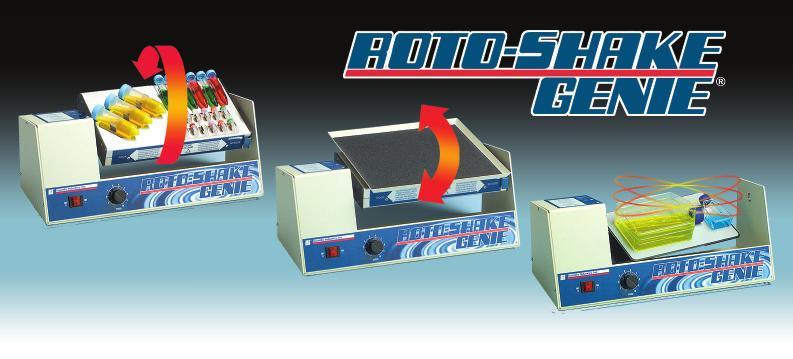 Combination Rotator and Rocker Combines rotating and rocking in one compact unit Rotate, Rock, or 3-D Orbit Any Container!