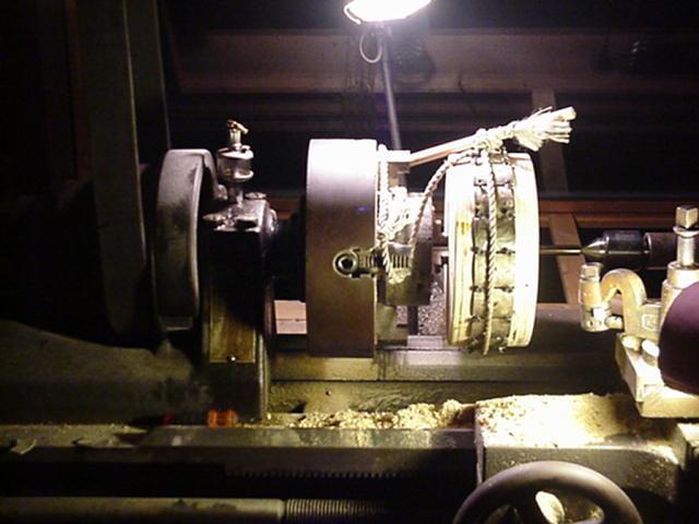 On the metal lathe (a wood lathe would work fine) I evened up the armature so that the diameter is approx 8.75".