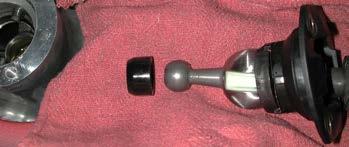 15. Turn the black shifter ball bushing slightly so that there is a gap between the metal of the shifter and the bushing.
