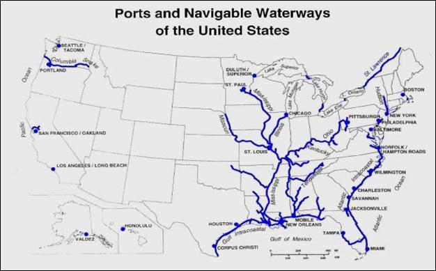 Inland waterways Vessels/units navigating the whole US inland waterways are subject