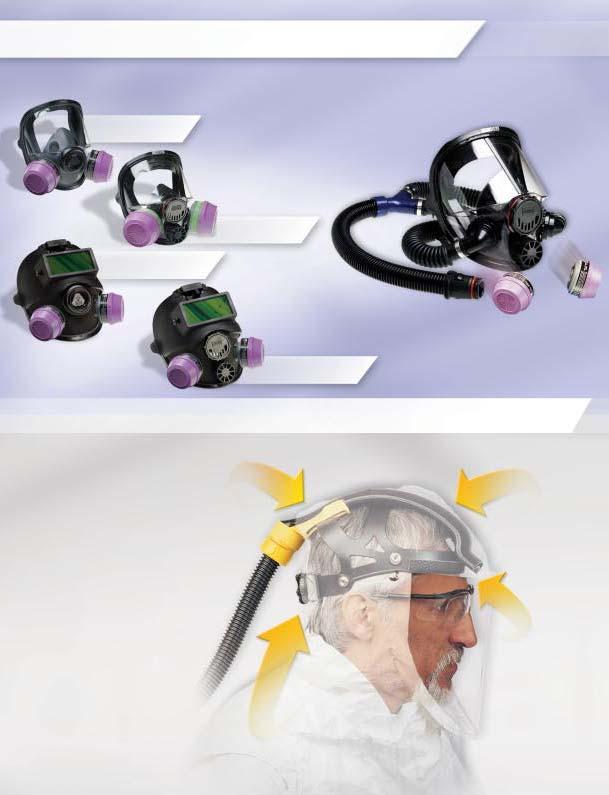 in seconds air-purifying half masks and full facepieces to powered air-purifying spirators quickly and easily with Compact Air s unique Y breathing tube 5400 Series 7600 Series 5400W Series 7600W