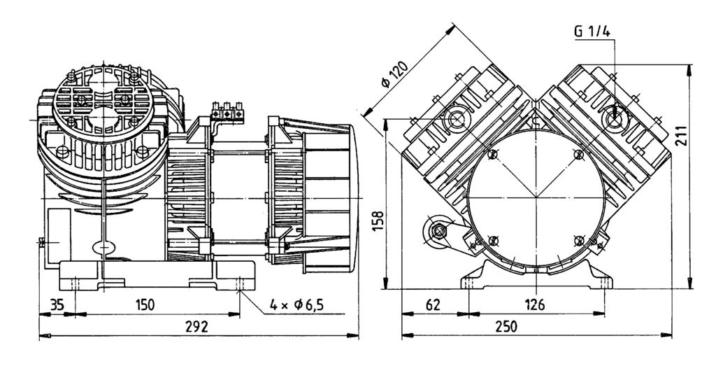 Installation and connection Diaphragm Pump N 035 E Fig. 7: Mounting dimensions N 035 S_E (IP20) (All dimensional tolerances conform to DIN ISO 2768-1, Tolerance Class V) Fig.