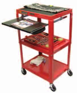 60 Tall 421/2 Tall ATC332 - Three shelf compact adjustable utility cart constructed of blow molded plastic with metal frame. 22 W x 151/2 D x 32 H. Complete with 3 heavy duty, 2 with brake.