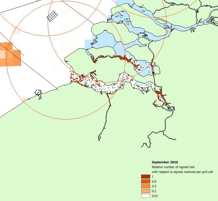 Report No. 30508-1-MSCN-rev.0 24 4.2.4 Coverage in the Western Scheldt port area Figure 4-4 shows the coverage of the Western Scheldt based on the AIS data of the Netherlands Coastguards.