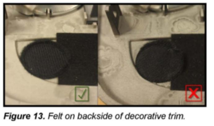 snap heard and felt when the microphone is fully seated. 7. For TT/A5 Cabriolet only: Visually inspect the round felt material on the underside of the decorative trim (Figure 13).