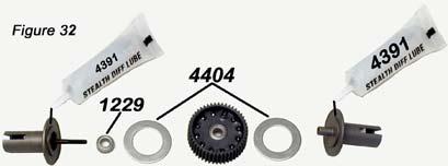 Step #2: Using the #4402 Left Diff Outdrive Hub, press the #4362 Diff Spring into the slotted end of the Diff Hub followed by the #4361 T-Nut as shown in Figure #30.