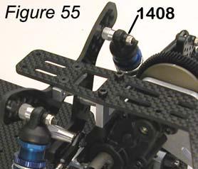 Insert (1) #1408 Shock Bushing on the mount and into the Shock Cap and fasten with (1) 4-40 Lock-nut as shown in Figure #57.