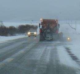 Around snow plows: Slow down and stay behind the snowplow.