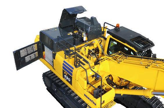 Easy Maintenance Basic maintenance screen Central service points Komatsu designed the PC490/LC-11 with centralised and conveniently located service points to make necessary inspections and