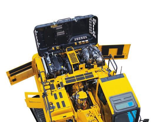 Easy Maintenance Basic maintenance screen Central service points Komatsu designed the HB365LC-3 with centralised and conveniently located service points to make necessary inspections and
