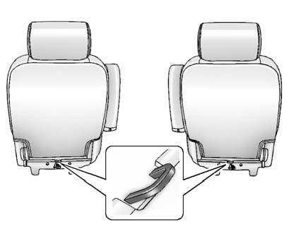 Second Row Seat Bucket For models with bucket second row seating, the top tether anchors are at the bottom rear of the seat cushion for each