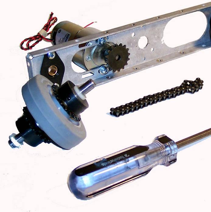 Drive Module Construction 1.) Integrate Motor/Sprocket and Drive Wheel 2 required. Average assembly time: 2 students about 10 minutes per assembly Necessary Components and Tools Qty.