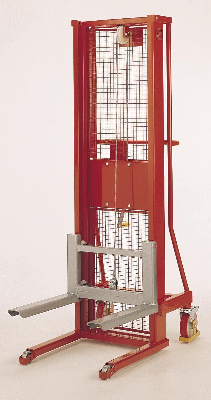 Industrial Winch Stackers Industrial Winch Stackers 135 MSWB500 500 kg Capacity; Max lift 1725 mm MSWB500 All Ezi-Lift products are guarded for operator protection Strong construction Full width push