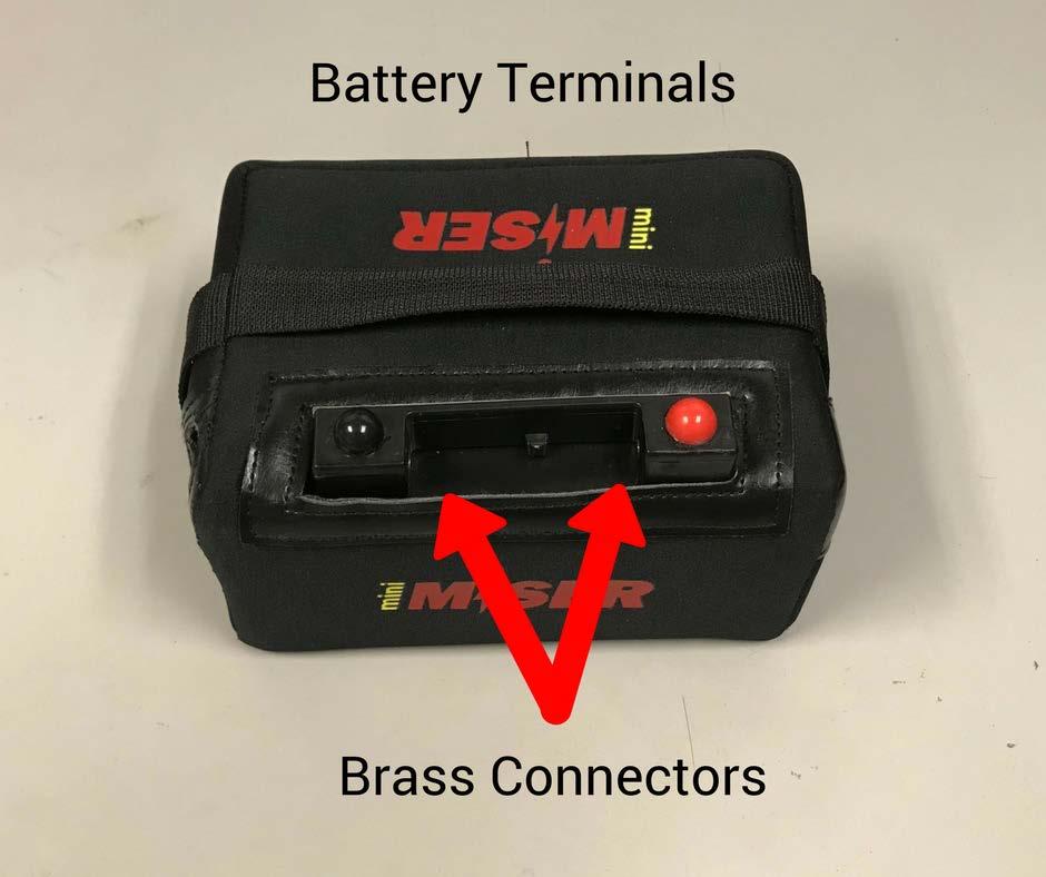 3. Secure Battery Terminals: The Battery terminals are located on the top of the battery where you plug in your T Cable to connect the cart to the battery.