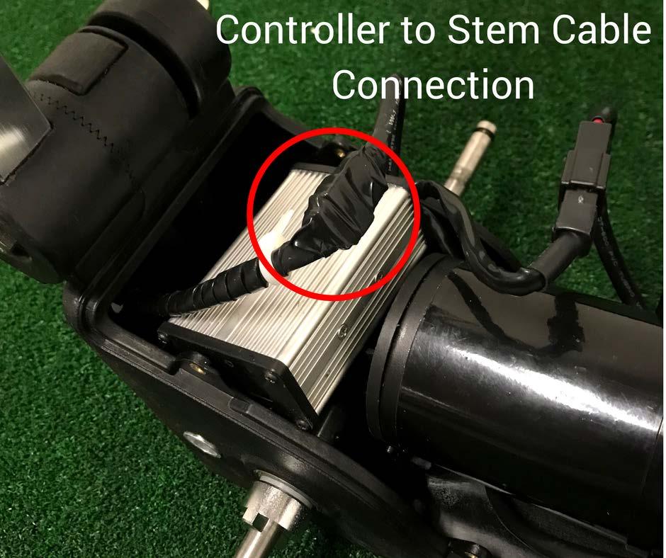 5. Controller to Stem Cable Connection: Inside the motor housing you will find the connection between the Controller and the Stem Cable.
