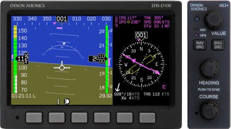 2 Airplane and Systems Descriptions 2.17 Dynon EFIS-D100 / HS-34 Dynon EFIS-D100 The EFIS D-100 is a so called Primary Flight Display, i.e. all common primary flight instruments are shown on the screen.