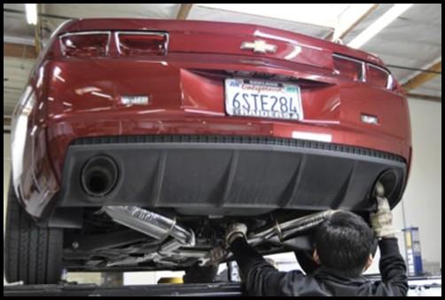 While one person aligns the mufflers and tips, another person should tighten down all of the nuts and bolts to