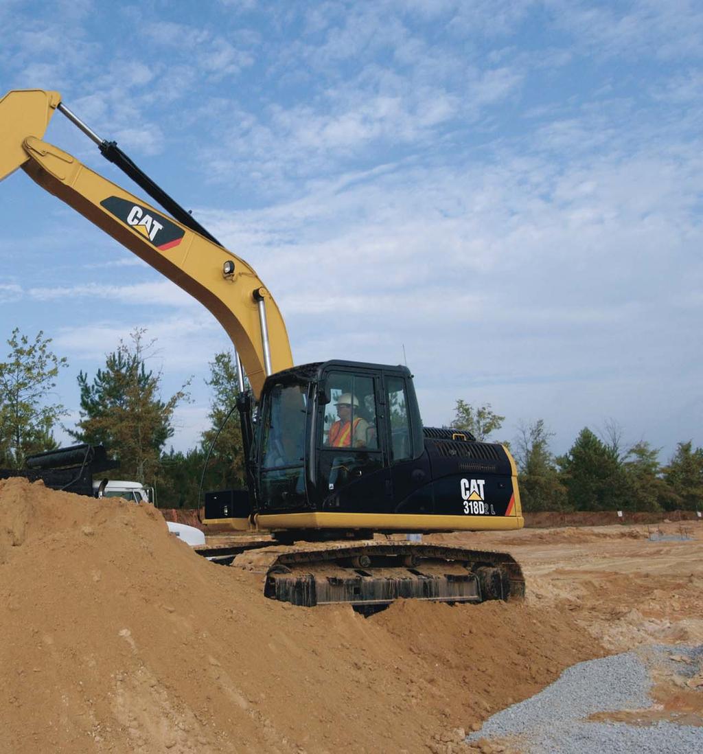 Increased horsepower, improved controllability, and a comfortable operator station help make the Cat 318D L Series 2 hydraulic excavator an