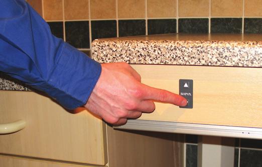 entrapment Manual winding for less frequent adjustment by a person with reasonable strength Made to suit any worktop length up to 3 metres Suits worktop depth 600-620mm (Others available) Height
