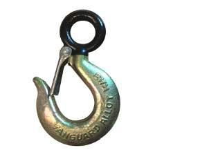Black Eye - Alloy Steel Hoist Hooks Alloy Steel, quenched and tempered. Embossed Working Load Limit (WLL) with 5 : 1 safety factor. Colour coding prevents mix-ups. Alloy Steel-Black Eye, Gold body.