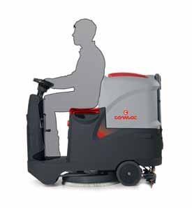 scrubbing machine PRODUCTIVE and comfortable as an on board model DESIGN The lowered footboard and access from both
