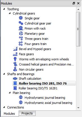 19). Figure 19. Opening «Roller bearing ISO 281, ISO 76» In the module tree window, double-click on «Roller bearing ISO 281, ISO 76».